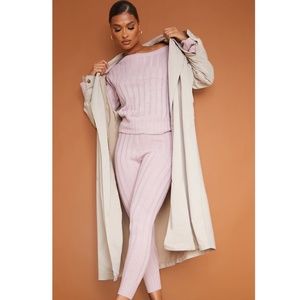 PrettyLittleThing Rose Bardot Sweater And Legging Lounge Set Size S/M